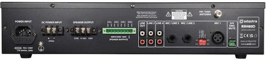 Adastra RM480D Integrated PA Amplifier 5 Channels 480W/100V Equipped with USB