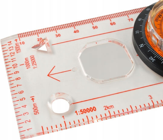 Map Compass Zola Ruler Magnifying Glass Hooks Ideal Hiking 12.7x6x1.6 Cm