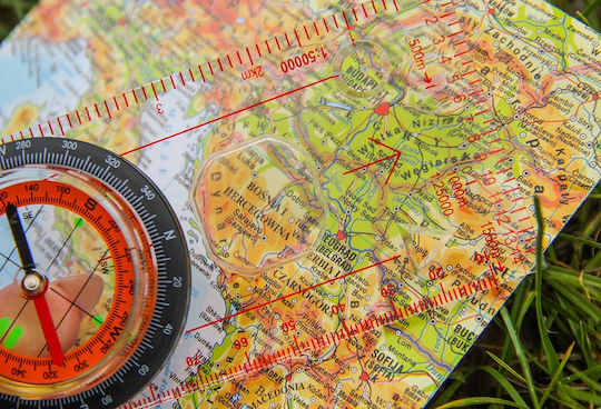 Map Compass Zola Ruler Magnifying Glass Hooks Ideal Hiking 12.7x6x1.6 Cm