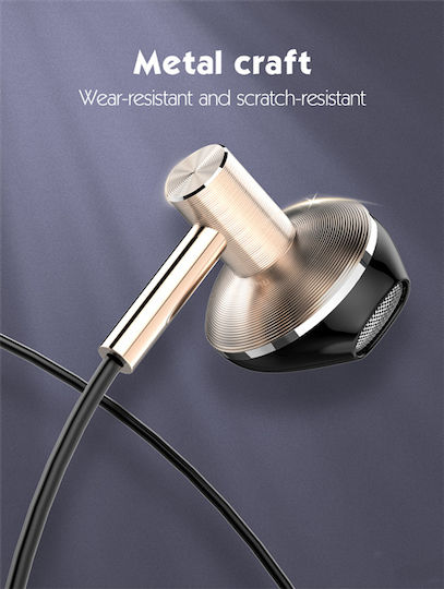 Ldnio HP09 In-ear Handsfree με Βύσμα 3.5mm Ροζ Χρυσό