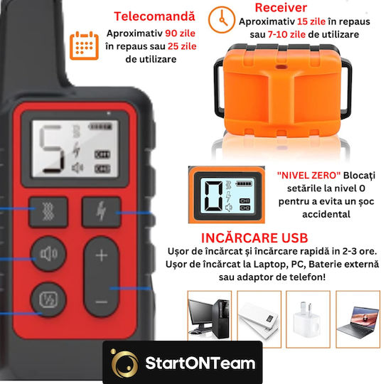 StartOnTeam Ηλεκτρικό Κολάρο Εκπαίδευσης Σκύλου με Εμβέλεια 330m