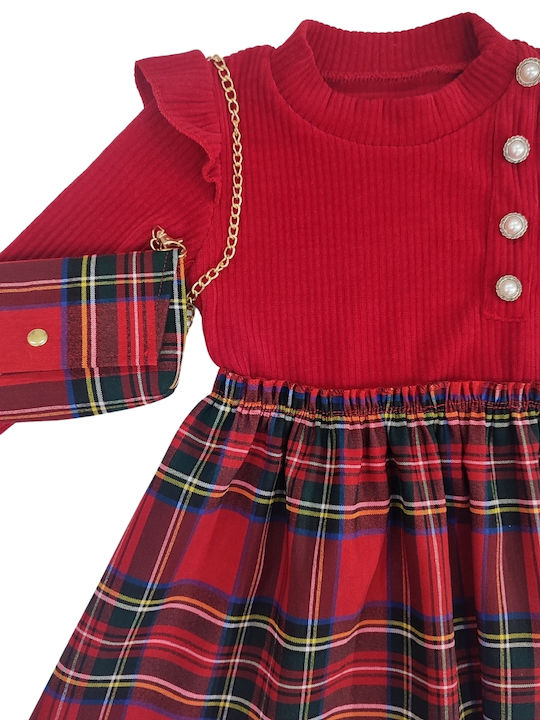 Baby Train Kids Dress Checked red