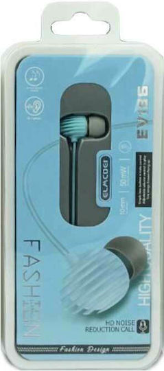 Elmcoei EV-186 In-ear Handsfree Ακουστικά με Βύσμα 3.5mm Γαλάζιο