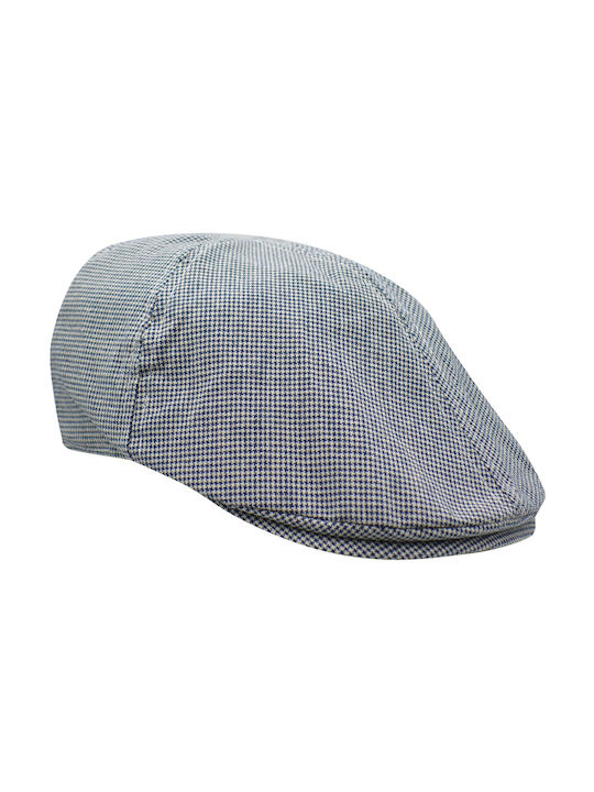 Men's Cotton Trilby Hat in petit check pattern Blue