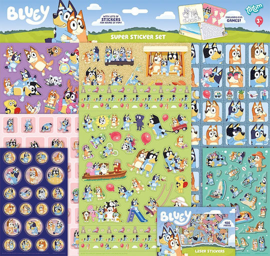 Totum Aufkleber Set Bluey für Kinder 3+ Jahre alt+ Jahre 10Stück