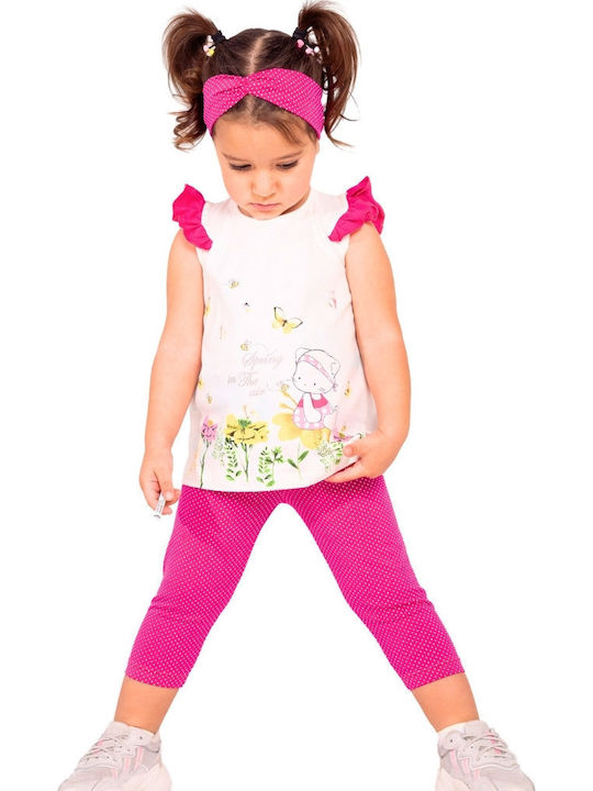 Set pentru copii cu colanți Vară 3buc Fuchsia Bluză