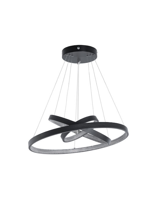 GloboStar Diamond Κρεμαστό Φωτιστικό Μαύρο LED με Ρυθμιζόμενο Λευκό Φως 94.5x68.5εκ.