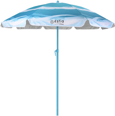 Estia Save the Aegean Foldable Beach Umbrella Diameter 2m with UV Protection and Air Vent Tranquil Tides