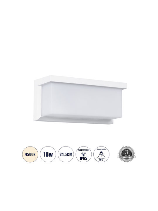 GloboStar Wall-Mounted Outdoor Light LED IP65 18W with Natural White Light