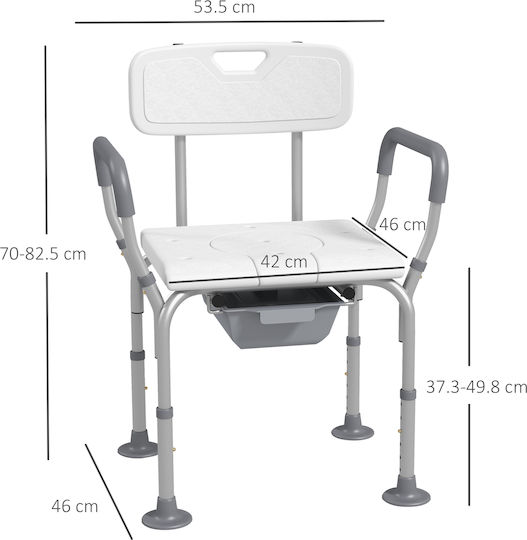 HomCom Scaun de toaletă cu spătar 713-136V00WT