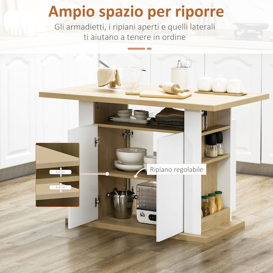 Table Kitchen Wooden White and wood color 110x70x75.5cm