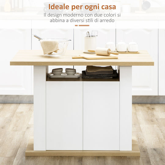 Table Kitchen Wooden White and wood color 110x70x75.5cm