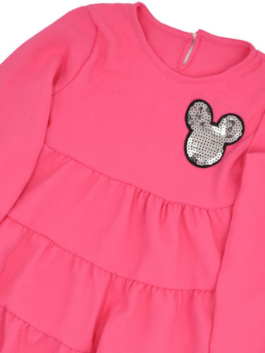 Extan Bebe Kids Dress with Sequins Long Sleeve Fuchsia (Fuchsia)