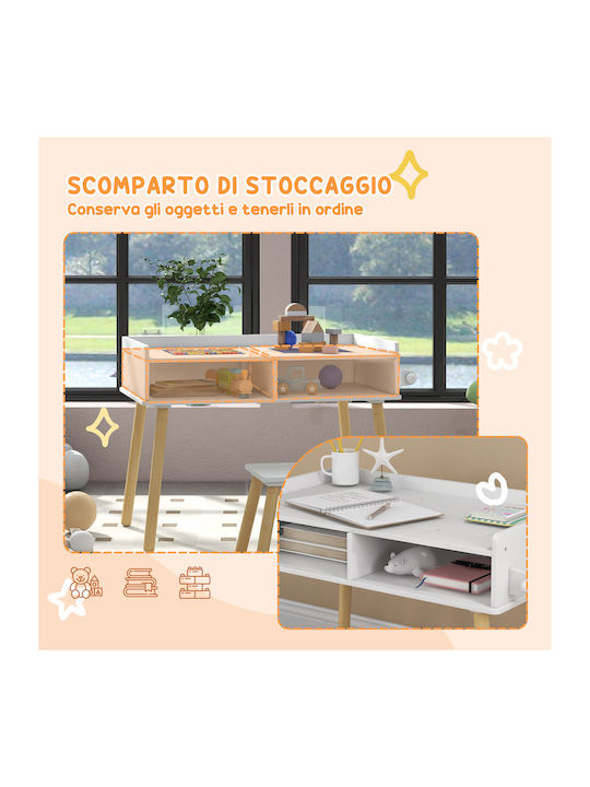 Комплект Детска Маса с Столове Бяла HomCom