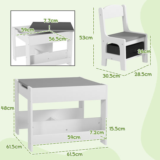 Kinder Tischset mit Stühlen Gray HomCom