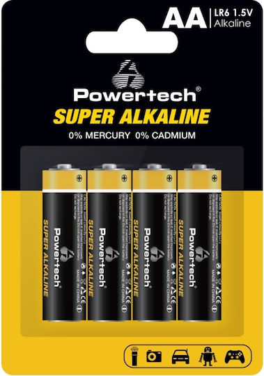 Powertech Super Baterii Alcaline AA 1.5V 4buc