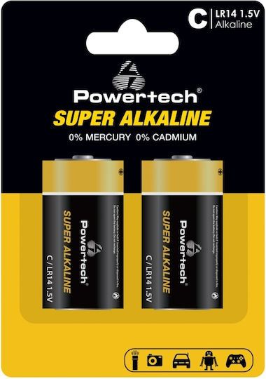 Powertech Super Αλκαλικές Μπαταρίες C 1.5V 2τμχ