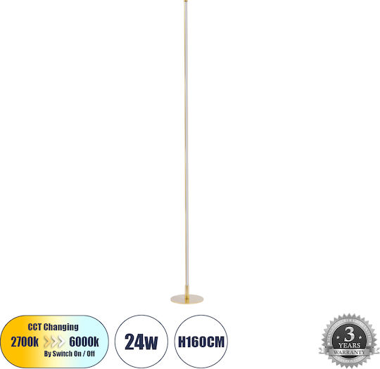 GloboStar Daluma LED Floor Lamp H160xW18cm. with Adjustable White Light 2640lm Gold