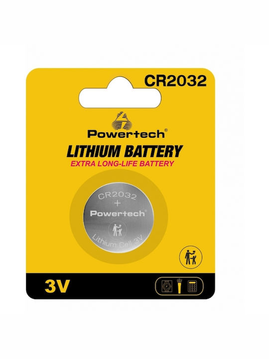 Powertech Μπαταρία Λιθίου Ρολογιών CR2032 3V 1τμχ