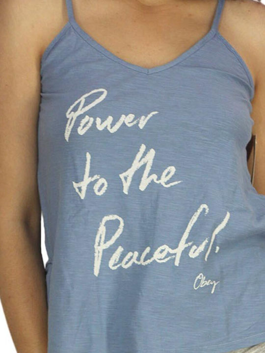 Power To Peacefull Γυναικεία Μπλούζα Βαμβακερή με Τιράντες & V Λαιμόκοψη Μαύρο