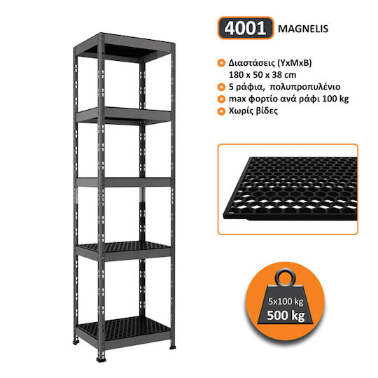 AR Shelving Dexion Rack 50x38x180cm with 5 Shelves Total Load Capacity 500kg