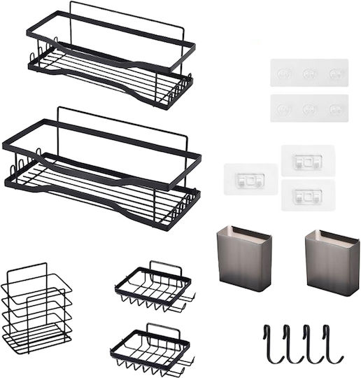 Quasar Wall Mounted Bathroom Shelf Metallic with 5 Shelves Black