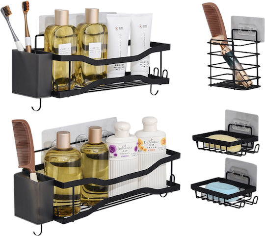 Quasar Wall Mounted Bathroom Shelf Metallic with 5 Shelves Black