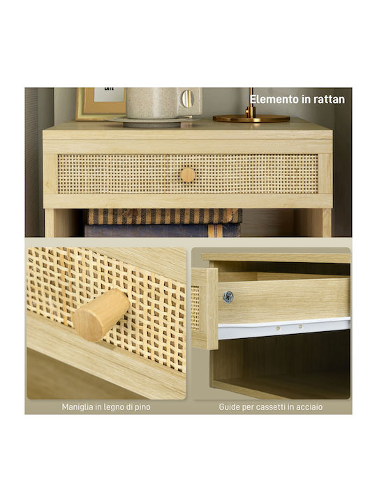 Wooden Beige Bedside Tables 2 Pieces 40x34x23cm