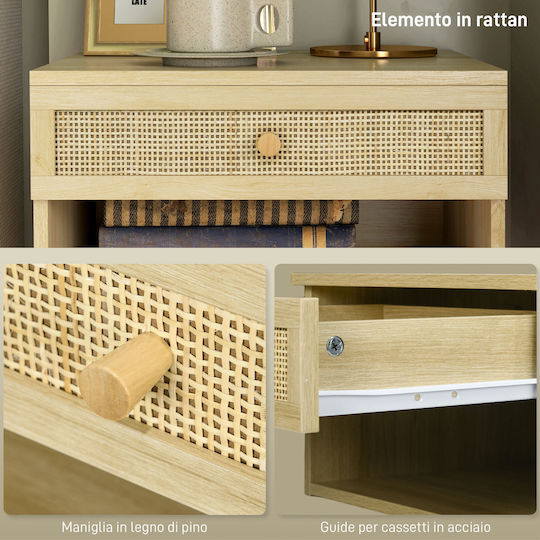 Wooden Beige Bedside Tables 2 Pieces 40x34x23cm