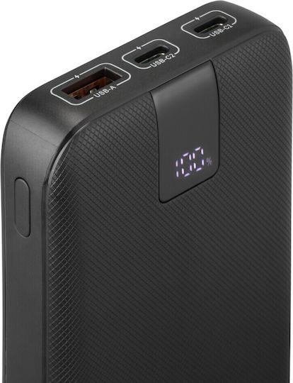 HAMA PD 10 Power Bank 10000mAh με Θύρα USB-A και 2 Θύρες USB-C Power Delivery / Quick Charge 3.0 Anthracite