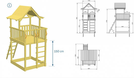 Blue Rabbit Wooden Tower Pagoda for Professional Use 140x160cm. Beige