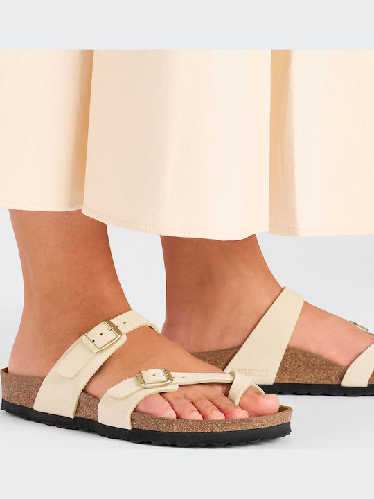 Mayari Women's Flat Sandals in Ecru Color Narrow Fit