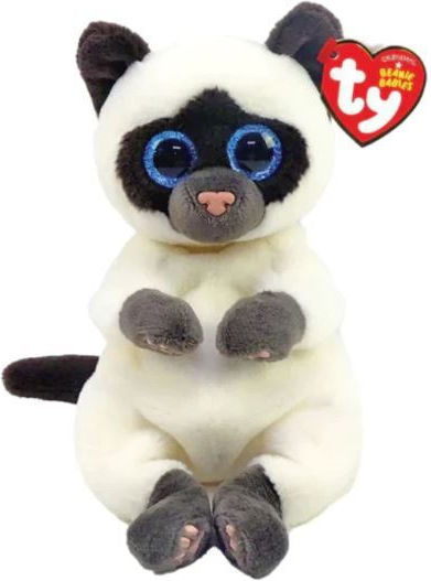 Plush Fluffy Beanie Bellies Siamese Cat 15cm (1607-40548) White