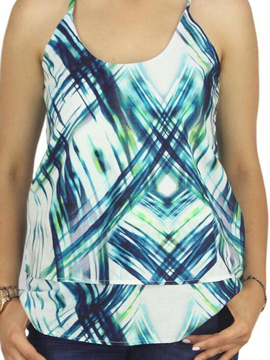 Women's Athletic Blouse with Straps Blue