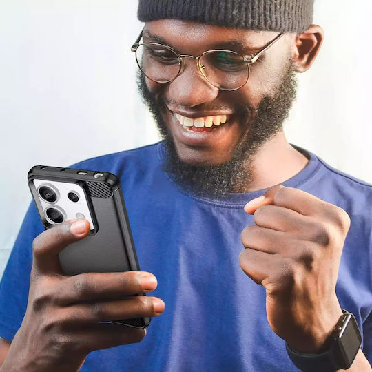Hurtel Carbon Back Cover Σιλικόνης Μαύρο (Redmi Note 13 Pro+)