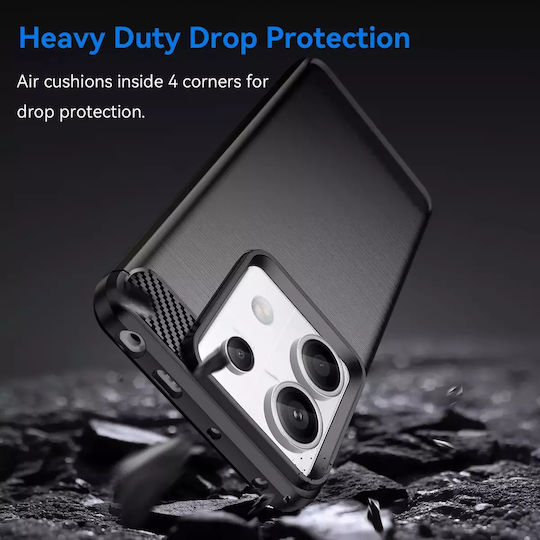 Hurtel Carbon Back Cover Σιλικόνης Μαύρο (Redmi Note 13 Pro+)