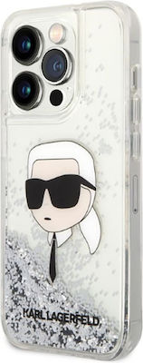 Karl Lagerfeld Glitter Karl Head Back Cover Plastic / Silicone Durable Gray (iPhone 14 Pro Max)