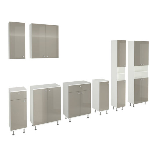 Zaria Cabinet de baie L30xA22xÎ72cm Glossy Grey/Alb