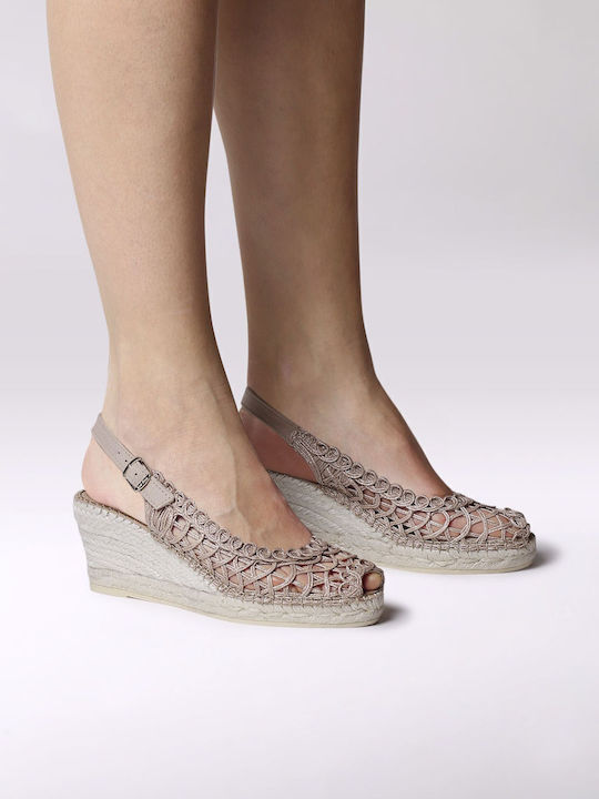 Platforme Dama În Tip Espadrile Bej