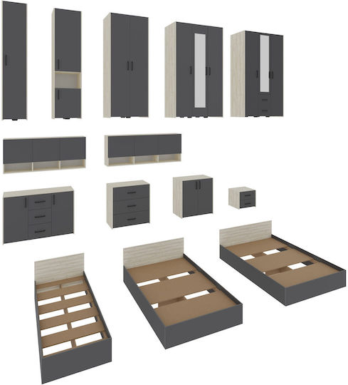 Noptieră Malmo White Oak/Anthracite 50x40x40cm