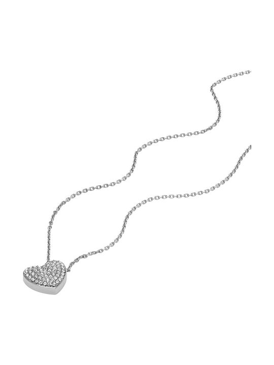 Fossil Sadie Necklace from Steel with Zircon