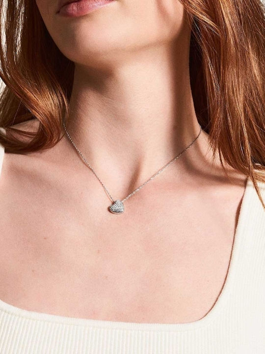Fossil Sadie Necklace from Steel with Zircon