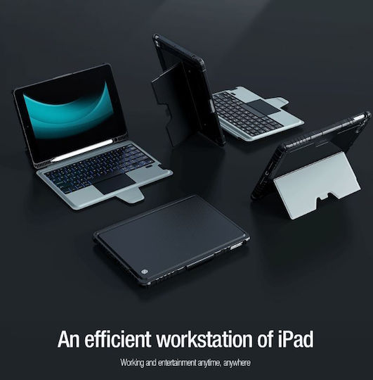 Nillkin Bumper Flip Cover Durable With Keyboard In English US Black (iPad 2019/2020/2021 10.2'')