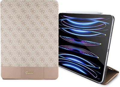 Guess 4G Stripe Allover Flip Cover Piele artificială / Tesatura Roz (iPad Pro 2020 12.9" / iPad Pro 2021 12.9" / iPad Pro 2022 12.9'') GUFCP12PS4SGP