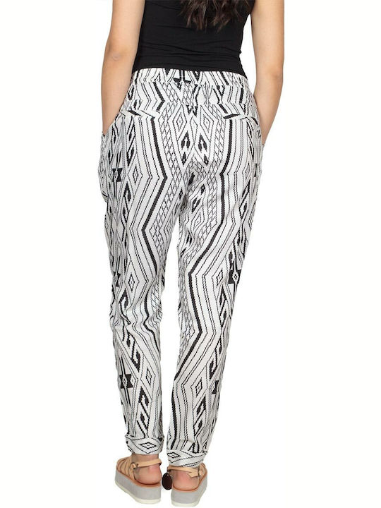 Damen Stoff Hose in Entspannter Passform Black and white