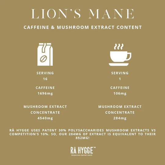 Rå Hygge Bio Lions Mane Mushroom Coffee Whole Beans 1kg
