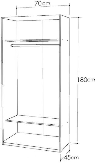 Kendall Δίφυλλη Ντουλάπα Sonoma 70x45x180cm