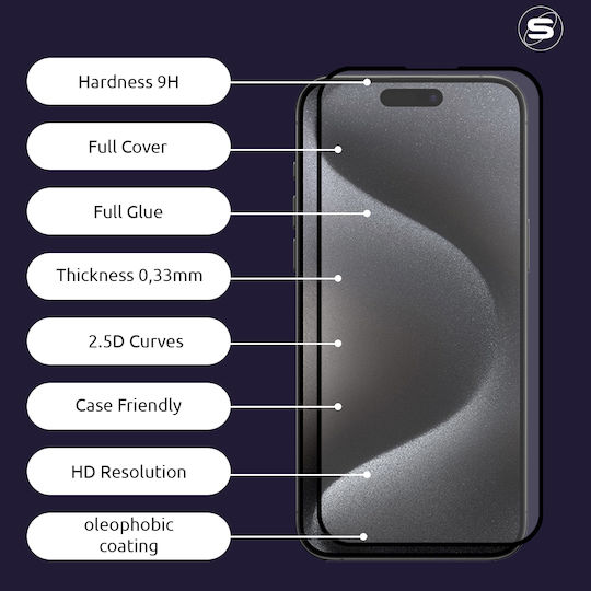 Sonique Hardy Glass Premium Series HD Full Face Tempered Glass Black (Xiaomi Poco F5 5G)