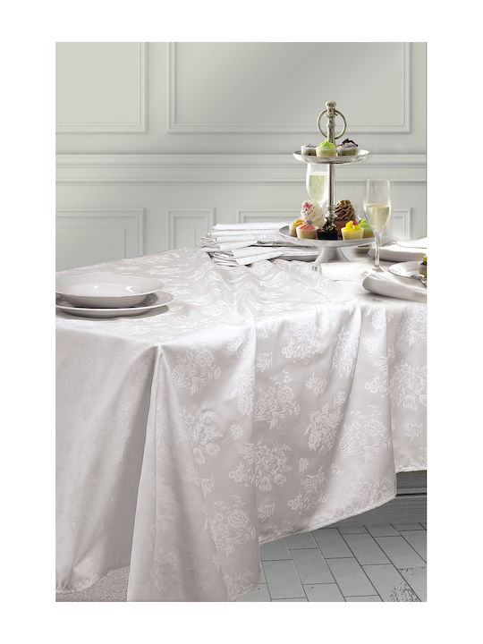 Rythmos Jasmine Cotton & Polyester Tablecloth Λευκό 140x180cm