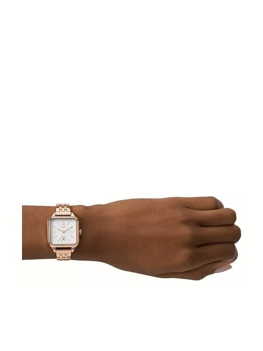 Fossil Courier Three Damen Uhr mit Rose Gold Metallarmband